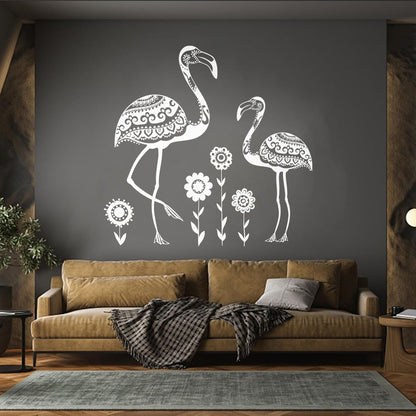 Fine Carving Stickers Birds Flamingos African Animals Natural Flowers Zoo Removable Without Leaving Glue