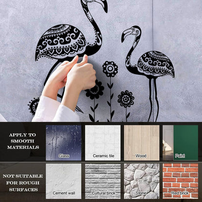 Fine Carving Stickers Birds Flamingos African Animals Natural Flowers Zoo Removable Without Leaving Glue