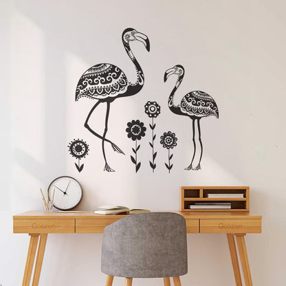 Fine Carving Stickers Birds Flamingos African Animals Natural Flowers Zoo Removable Without Leaving Glue