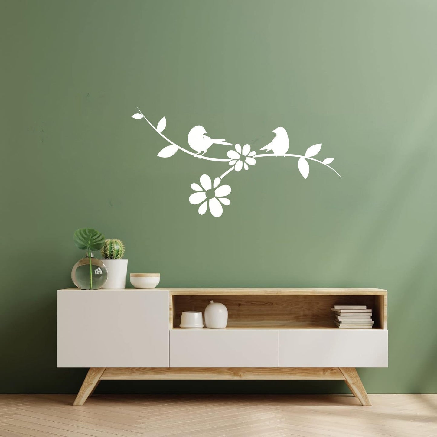 Wall Stickers Birds The Tree Branch Floral Flowers Self Adhesive
