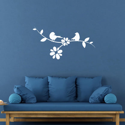 Wall Stickers Birds The Tree Branch Floral Flowers Self Adhesive