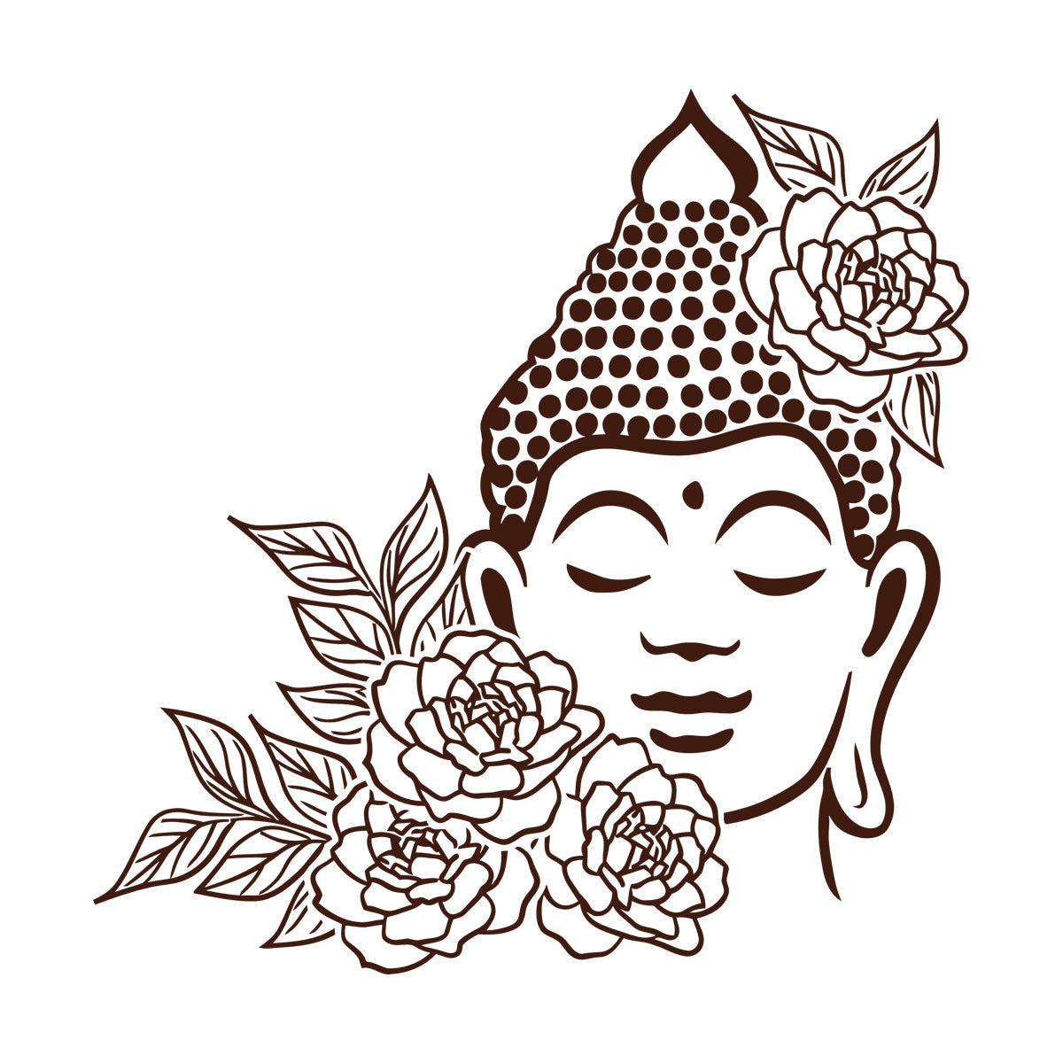 Buddha Face Drawing Flowers Meditation Zen Room Vinyl Wall Stickers It Won'T Fall Off