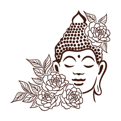 Buddha Face Drawing Flowers Meditation Zen Room Vinyl Wall Stickers It Won'T Fall Off
