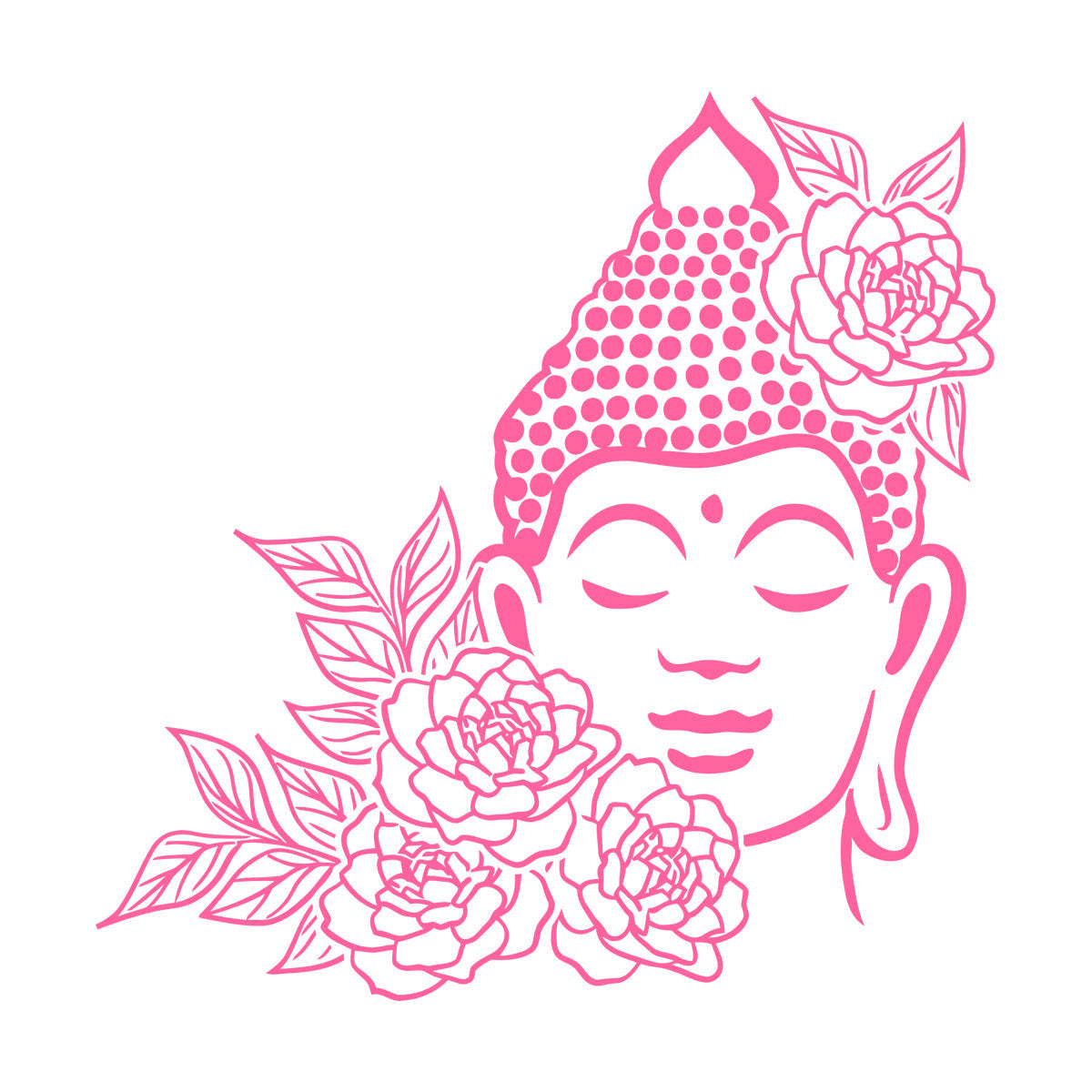 Buddha Face Drawing Flowers Meditation Zen Room Vinyl Wall Stickers It Won'T Fall Off