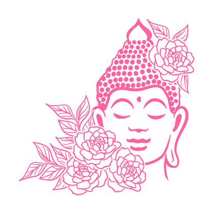 Buddha Face Drawing Flowers Meditation Zen Room Vinyl Wall Stickers It Won'T Fall Off