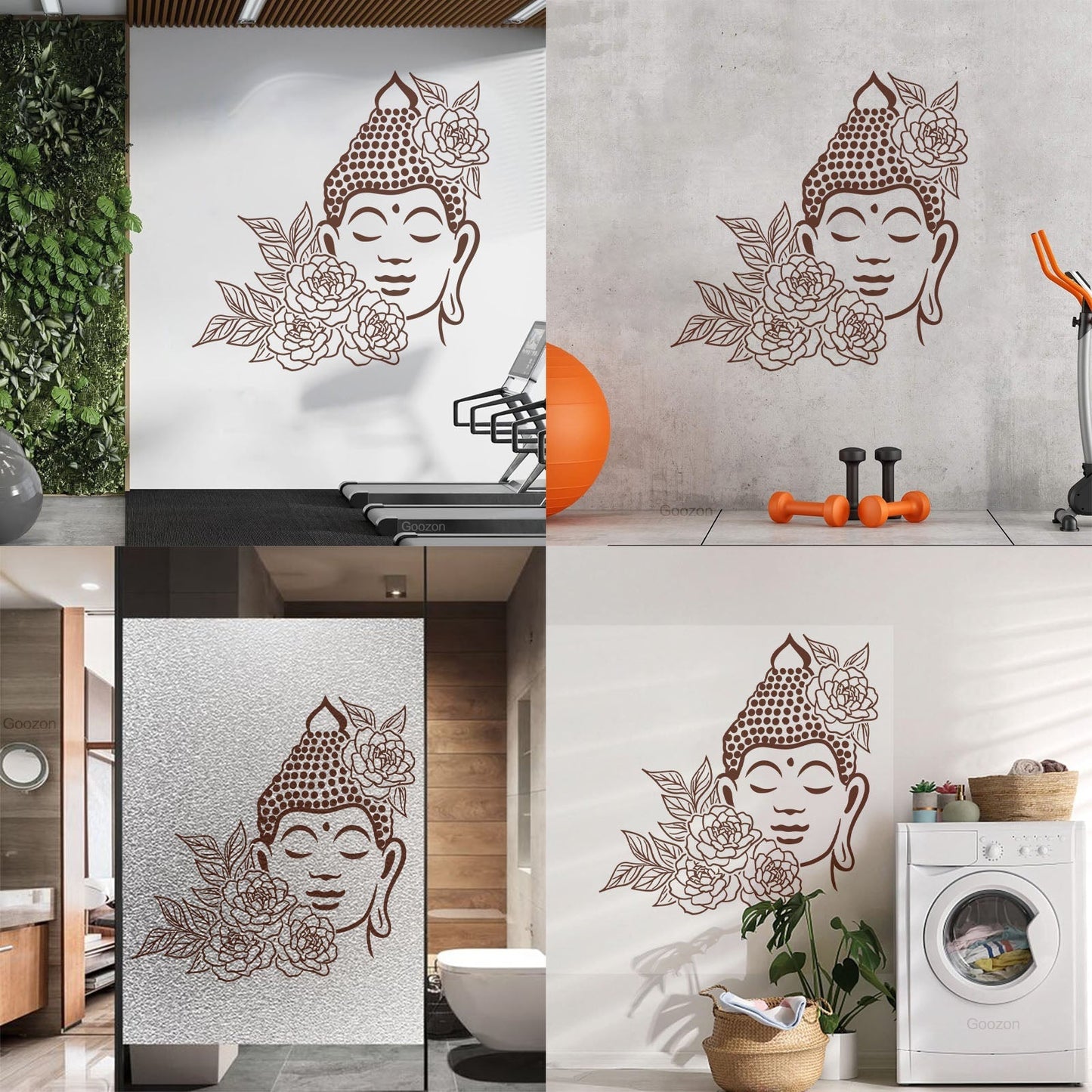 Buddha Face Drawing Flowers Meditation Zen Room Vinyl Wall Stickers It Won'T Fall Off