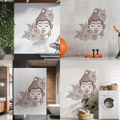 Buddha Face Drawing Flowers Meditation Zen Room Vinyl Wall Stickers It Won'T Fall Off