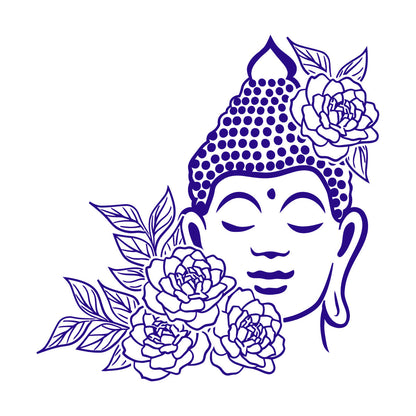Buddha Face Drawing Flowers Meditation Zen Room Vinyl Wall Stickers It Won'T Fall Off