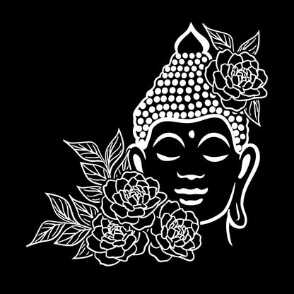 Buddha Face Drawing Flowers Meditation Zen Room Vinyl Wall Stickers It Won'T Fall Off