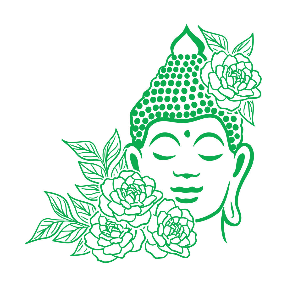 Buddha Face Drawing Flowers Meditation Zen Room Vinyl Wall Stickers It Won'T Fall Off
