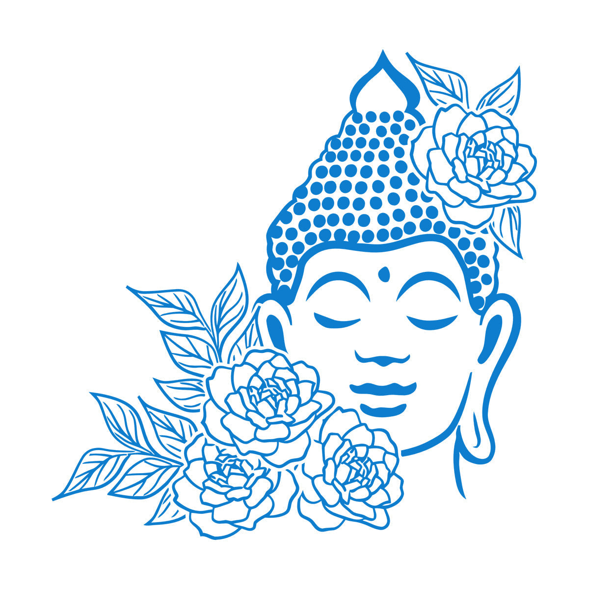 Buddha Face Drawing Flowers Meditation Zen Room Vinyl Wall Stickers It Won'T Fall Off