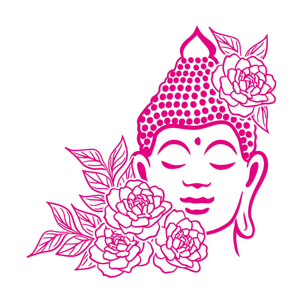 Buddha Face Drawing Flowers Meditation Zen Room Vinyl Wall Stickers It Won'T Fall Off