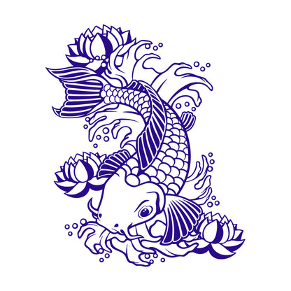 Wall Vinyl Sticker Decor Koi Japanese Fish Water Lily Flowers Asian Style Art Decoration