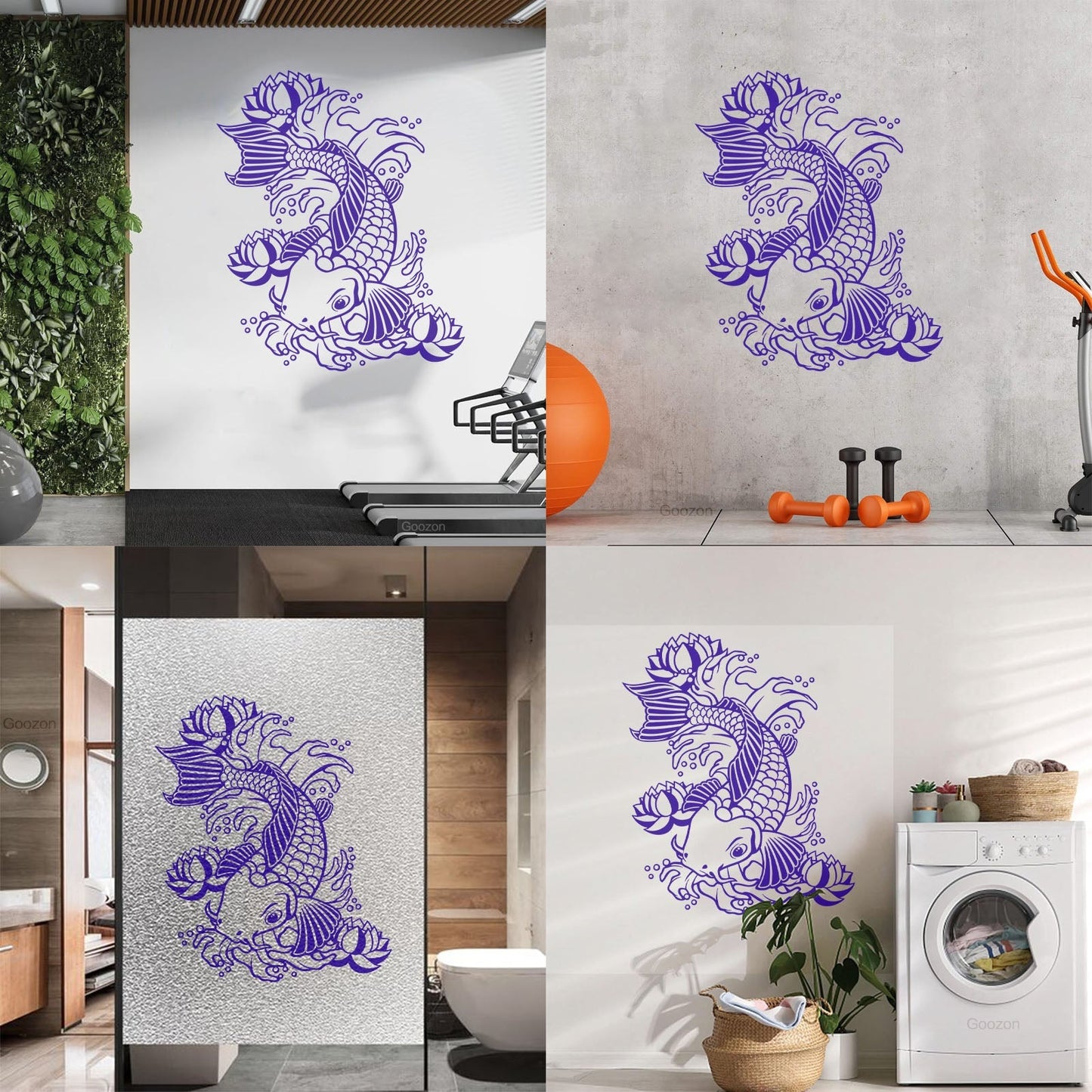 Wall Vinyl Sticker Decor Koi Japanese Fish Water Lily Flowers Asian Style Art Decoration