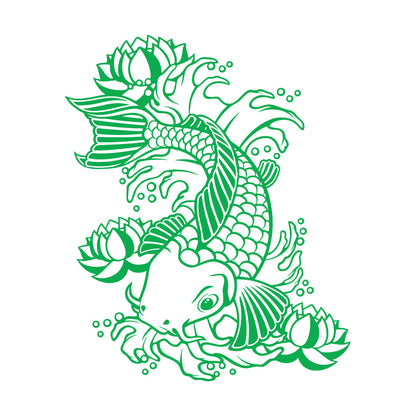 Wall Vinyl Sticker Decor Koi Japanese Fish Water Lily Flowers Asian Style Art Decoration