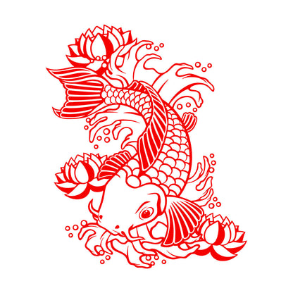 Wall Vinyl Sticker Decor Koi Japanese Fish Water Lily Flowers Asian Style Art Decoration
