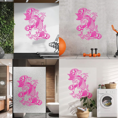 Wall Vinyl Sticker Decor Koi Japanese Fish Water Lily Flowers Asian Style Art Decoration