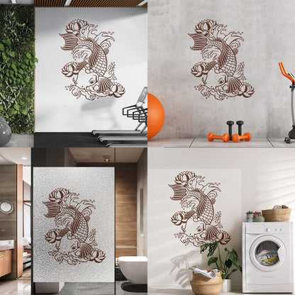 Wall Vinyl Sticker Decor Koi Japanese Fish Water Lily Flowers Asian Style Art Decoration