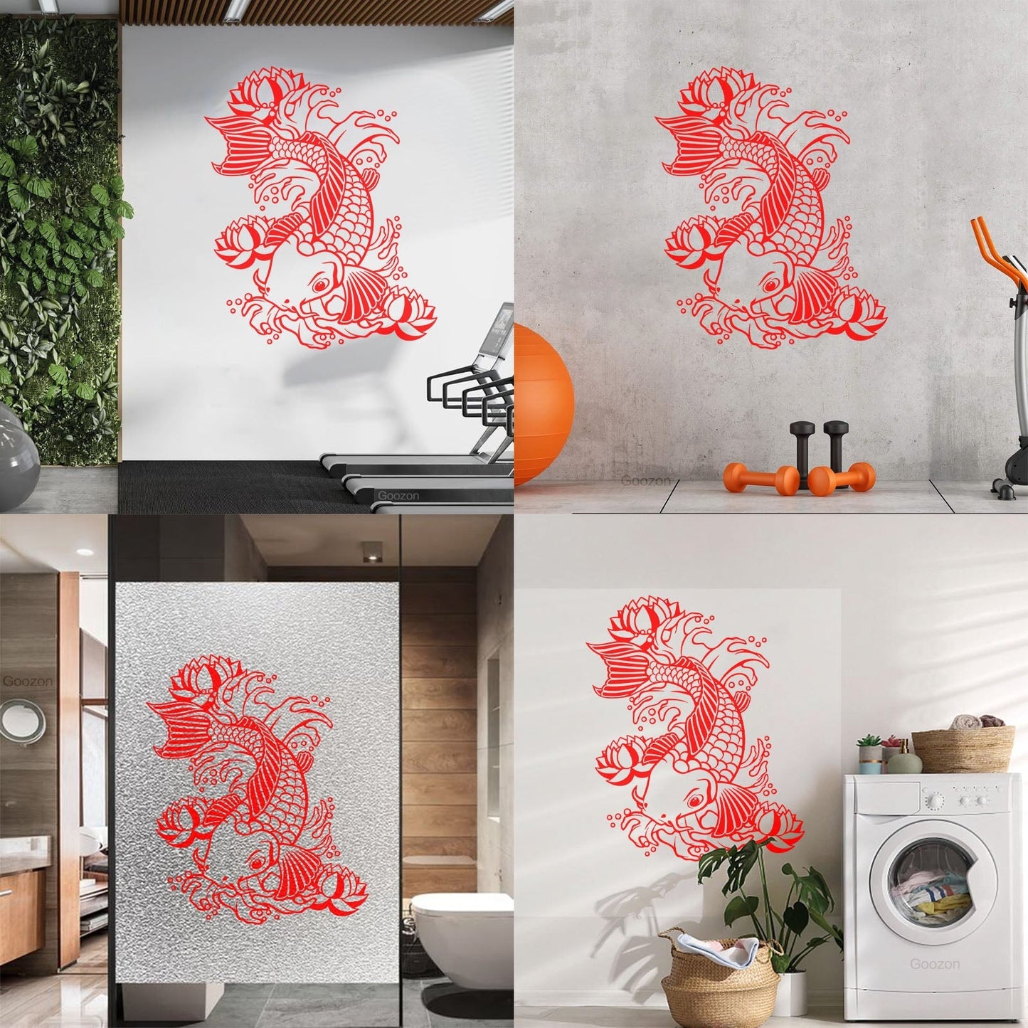 Wall Vinyl Sticker Decor Koi Japanese Fish Water Lily Flowers Asian Style Art Decoration
