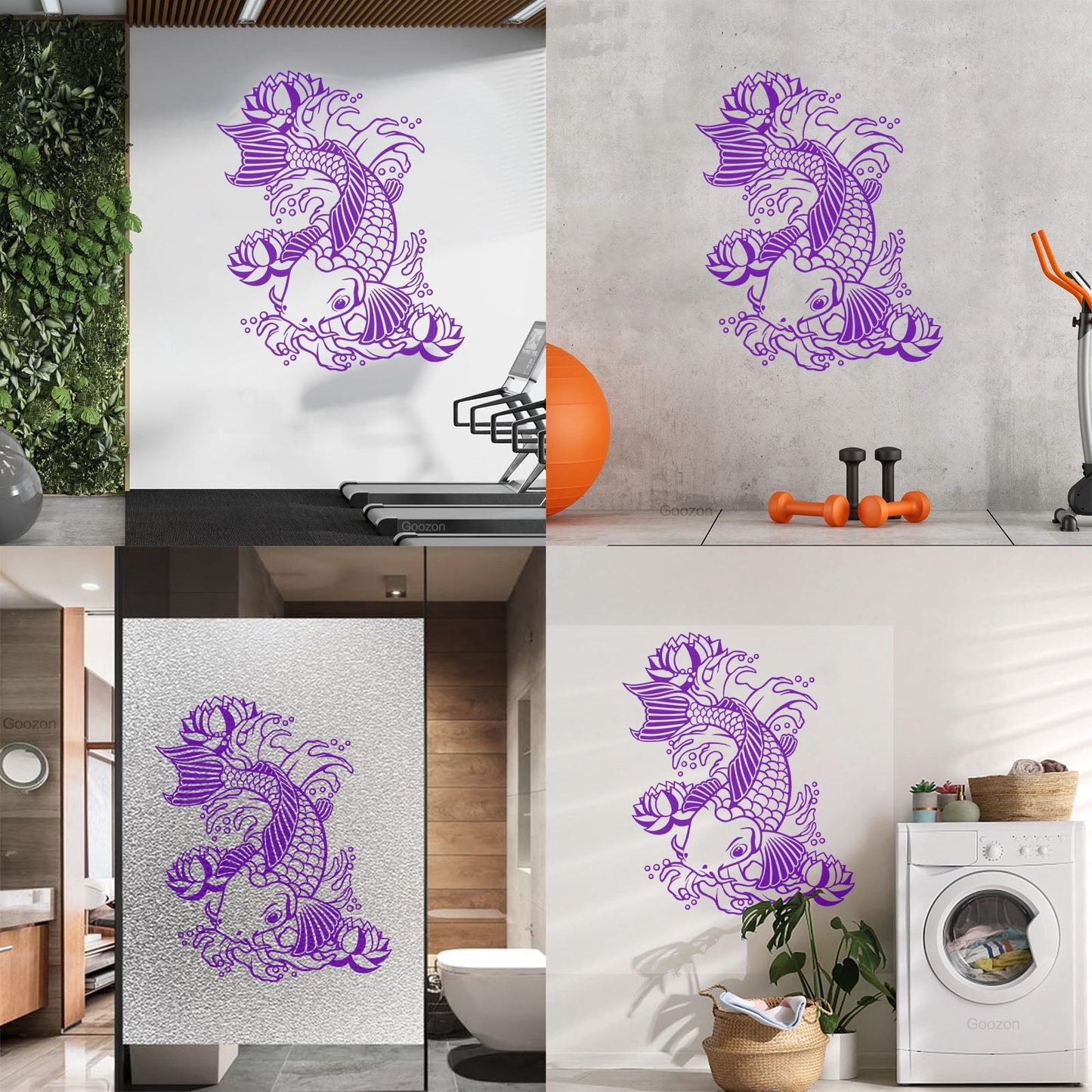 Wall Vinyl Sticker Decor Koi Japanese Fish Water Lily Flowers Asian Style Art Decoration