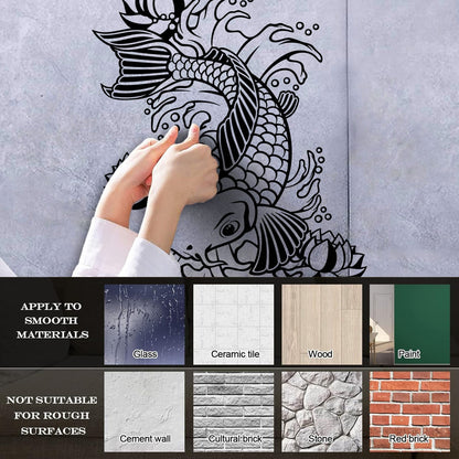 Wall Vinyl Sticker Decor Koi Japanese Fish Water Lily Flowers Asian Style Art Decoration