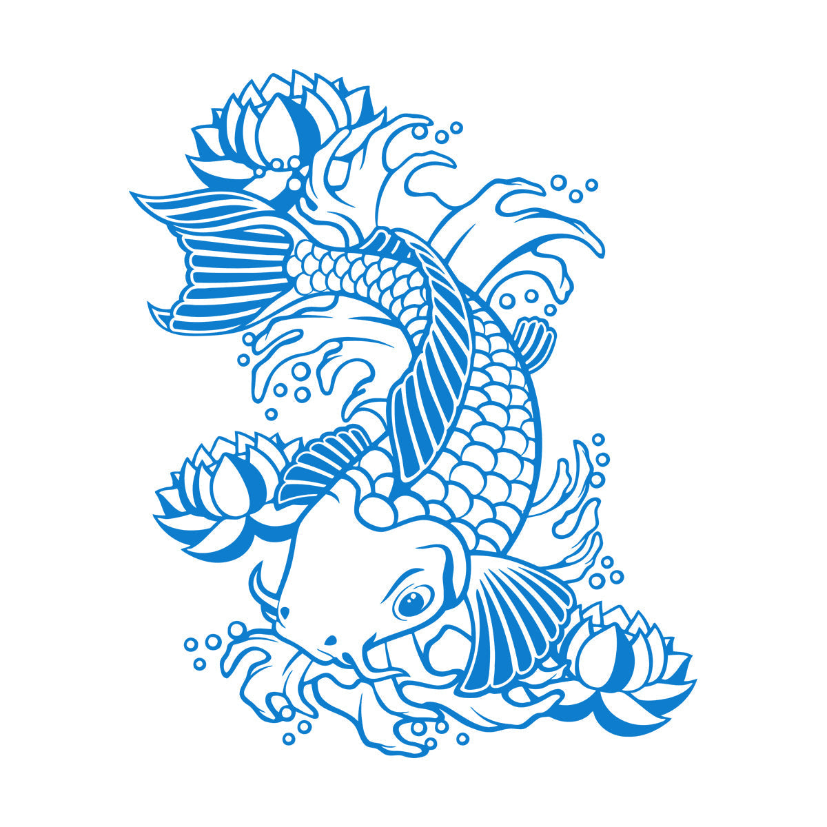 Wall Vinyl Sticker Decor Koi Japanese Fish Water Lily Flowers Asian Style Art Decoration