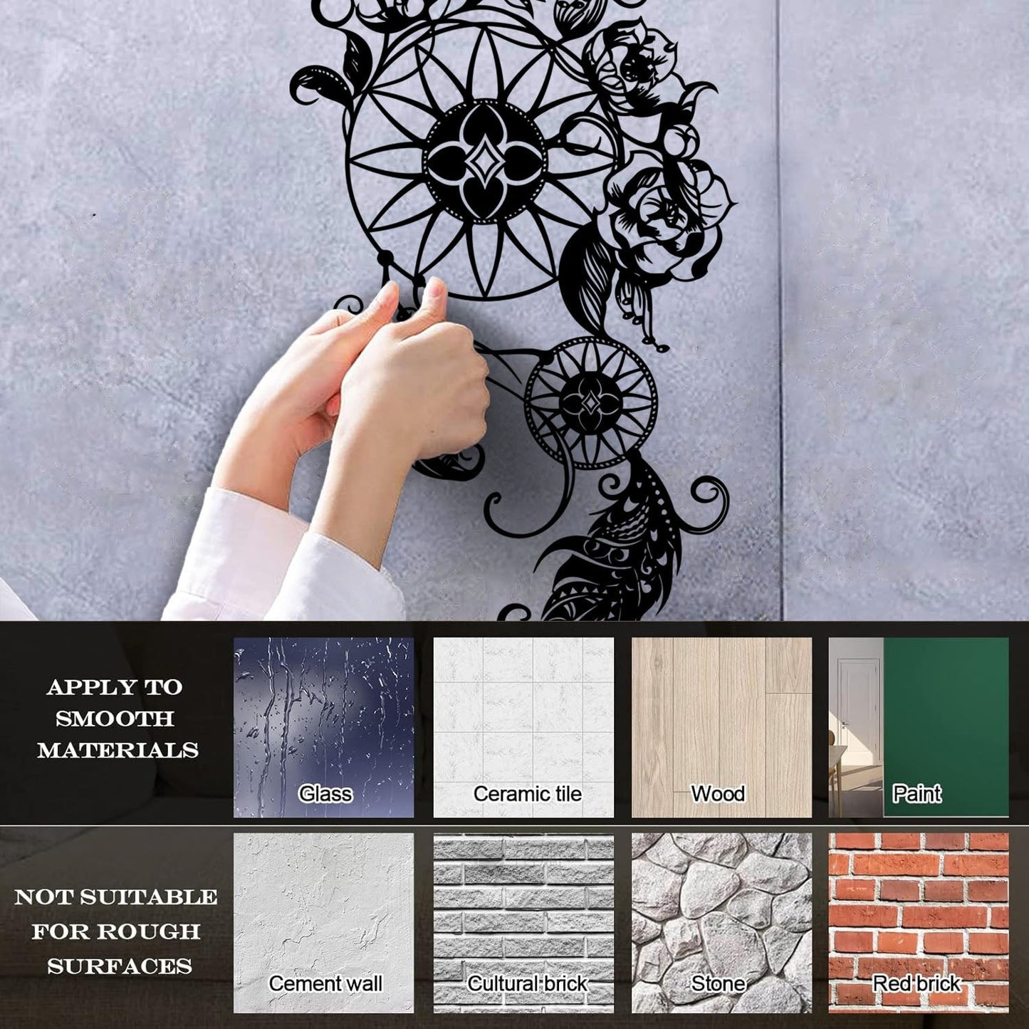 Wall Stickers Circle Floral Dreamcatcher Feathers Flowers Ornament Car Body Decoration