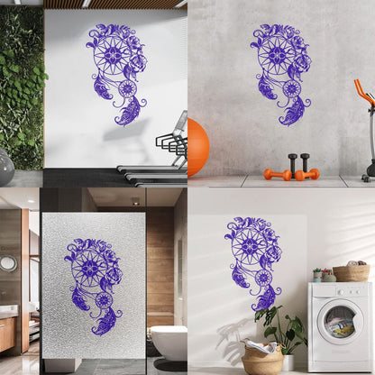 Wall Stickers Circle Floral Dreamcatcher Feathers Flowers Ornament Car Body Decoration