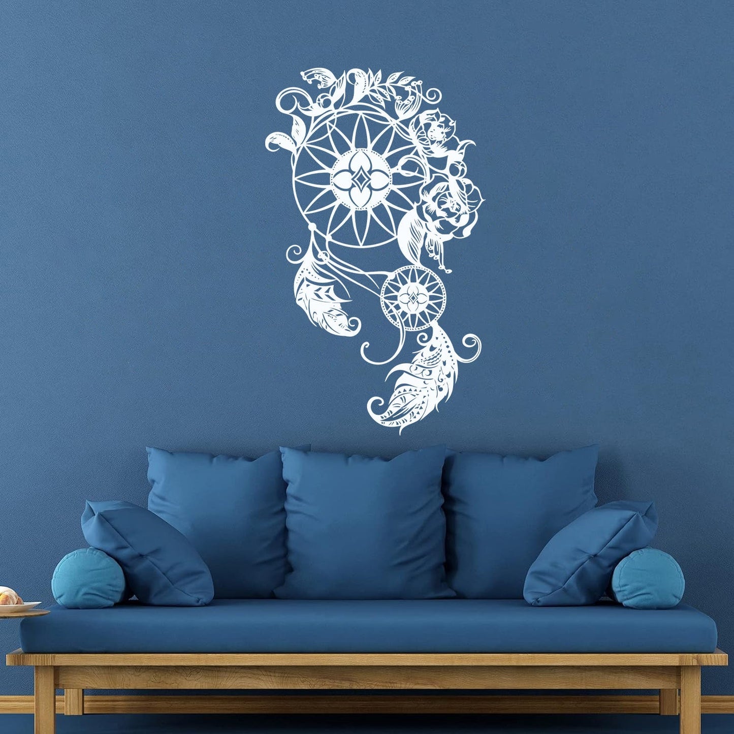 Wall Stickers Circle Floral Dreamcatcher Feathers Flowers Ornament Car Body Decoration