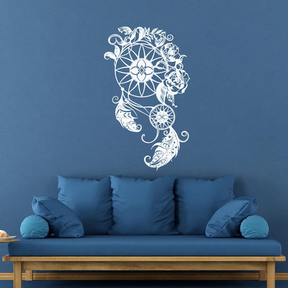 Wall Stickers Circle Floral Dreamcatcher Feathers Flowers Ornament Car Body Decoration