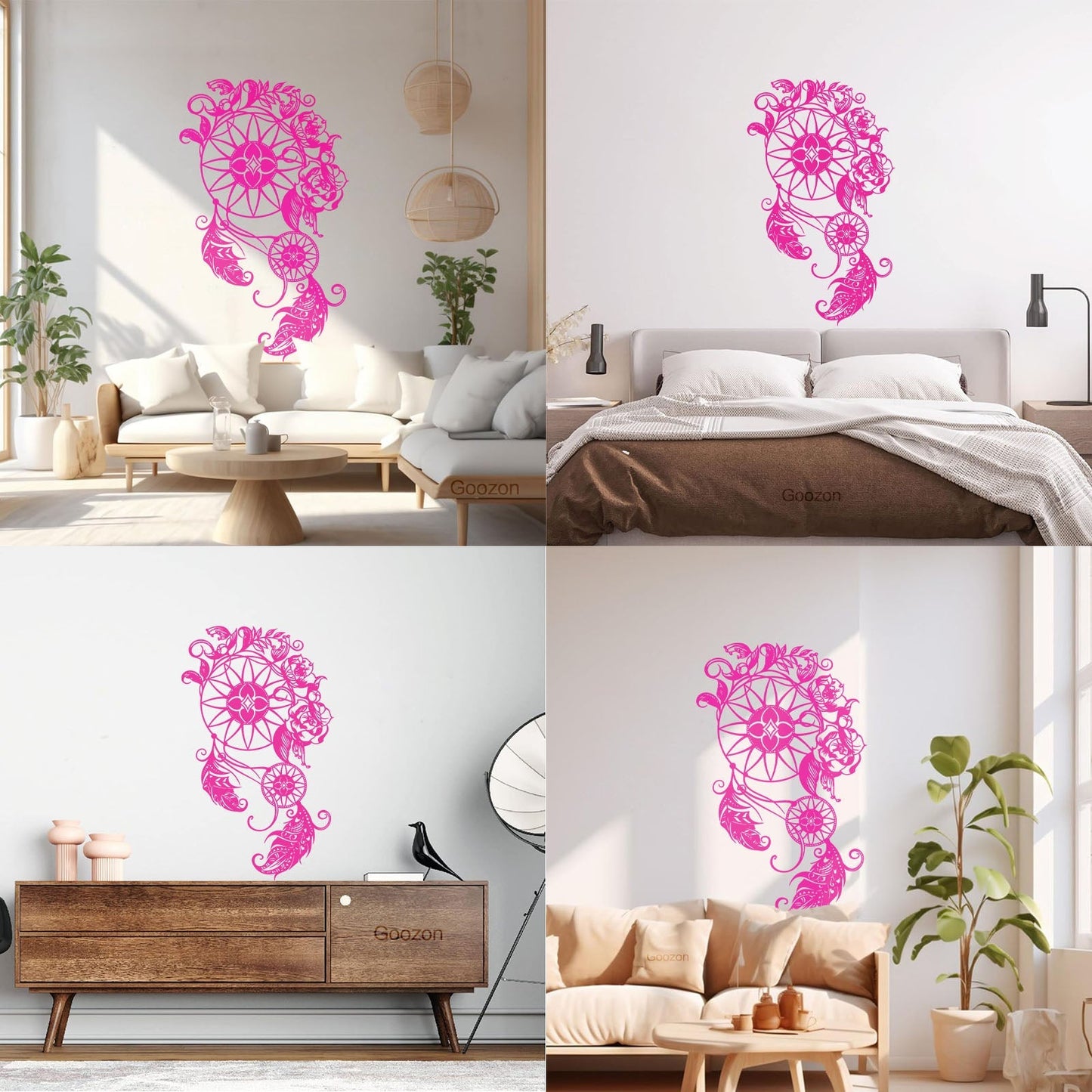 Wall Stickers Circle Floral Dreamcatcher Feathers Flowers Ornament Car Body Decoration
