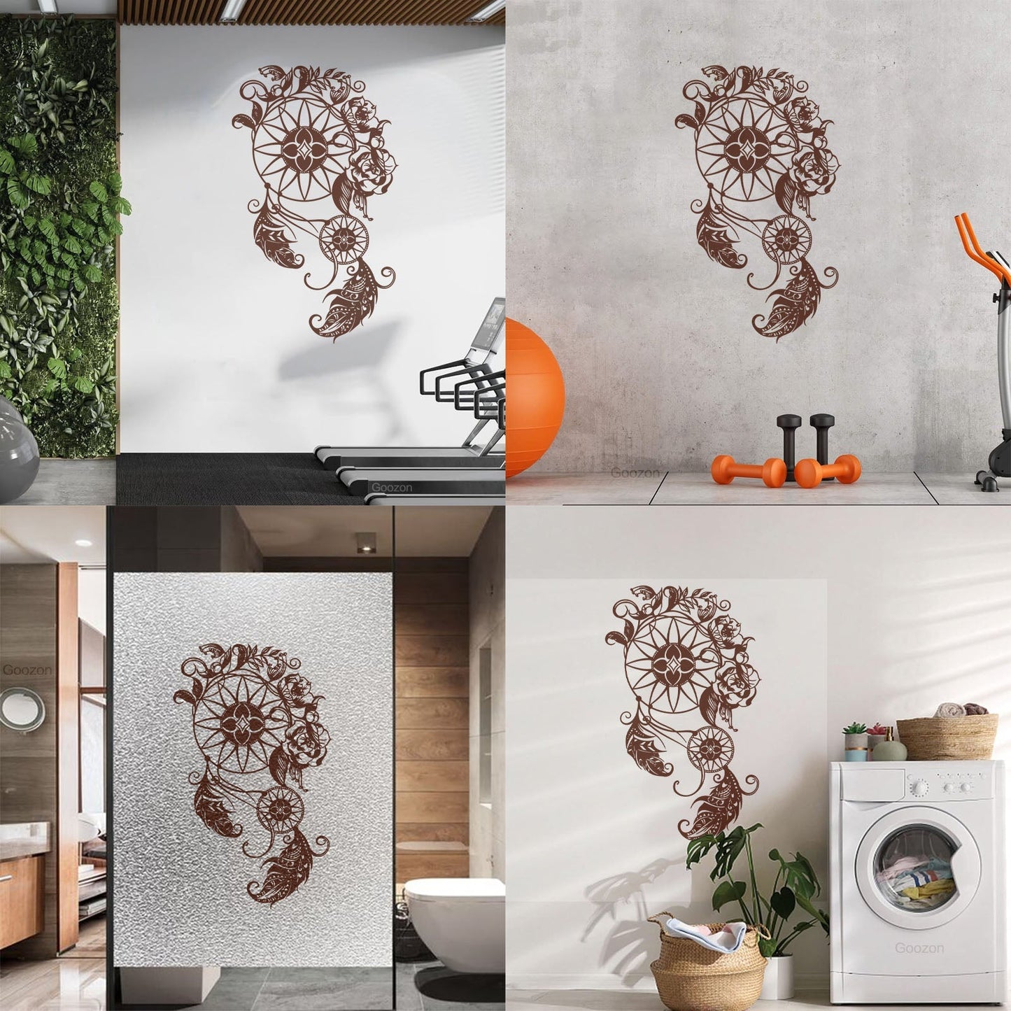 Wall Stickers Circle Floral Dreamcatcher Feathers Flowers Ornament Car Body Decoration