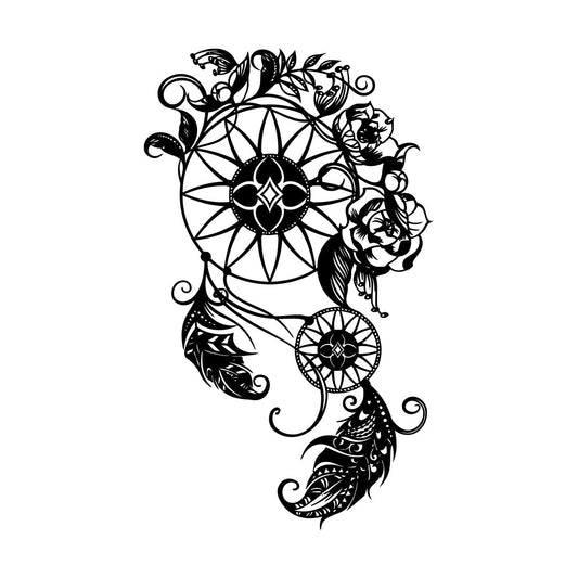 Wall Stickers Circle Floral Dreamcatcher Feathers Flowers Ornament Car Body Decoration