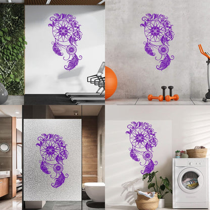 Wall Stickers Circle Floral Dreamcatcher Feathers Flowers Ornament Car Body Decoration