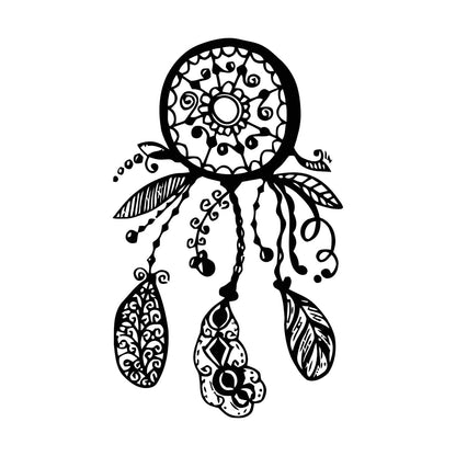 Fine Carving Decals Circle Floral Dreamcatcher Feathers Flowers Ornament Window Decals