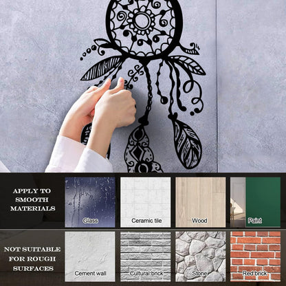 Fine Carving Decals Circle Floral Dreamcatcher Feathers Flowers Ornament Window Decals