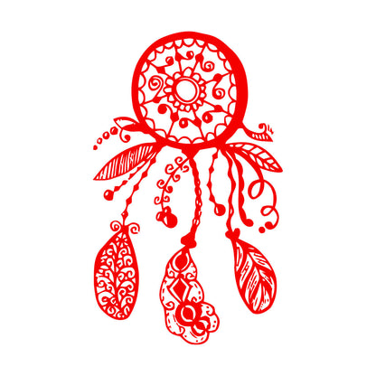 Fine Carving Decals Circle Floral Dreamcatcher Feathers Flowers Ornament Window Decals