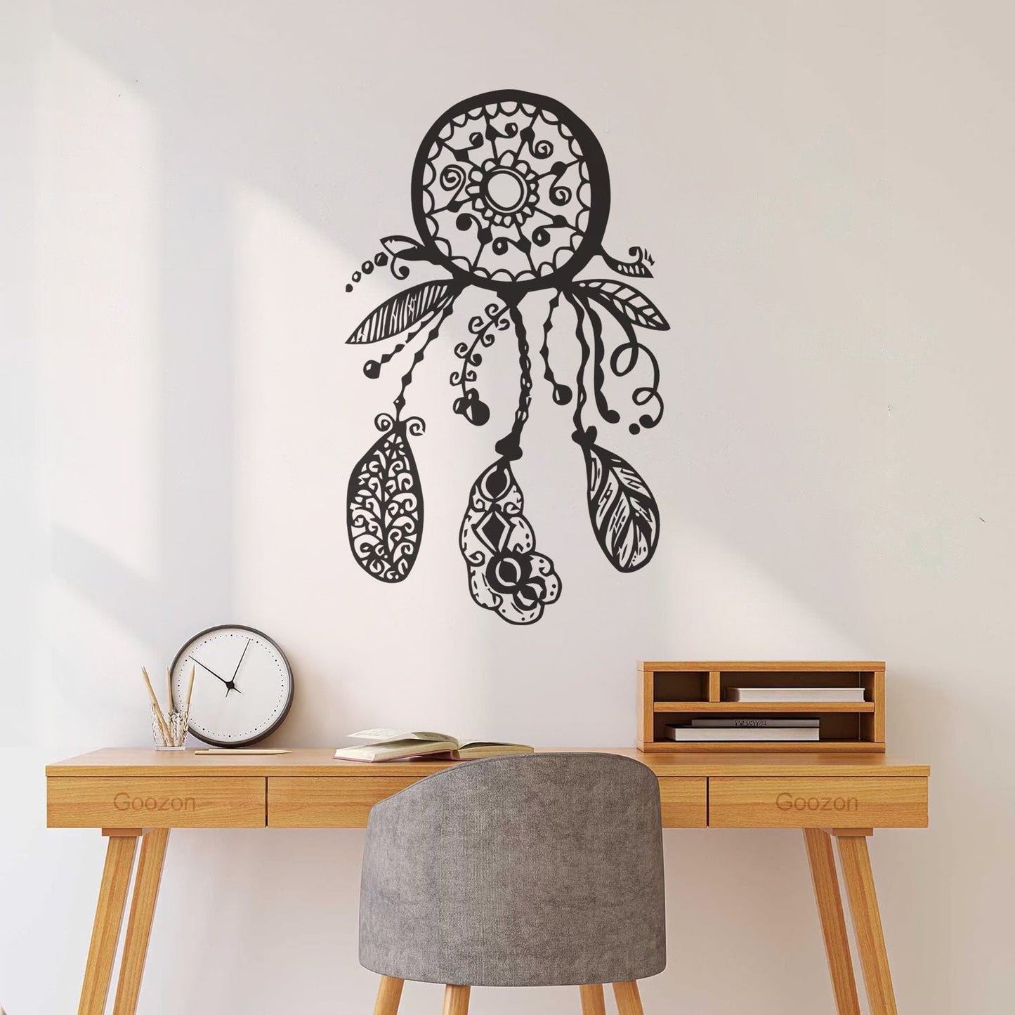 Fine Carving Decals Circle Floral Dreamcatcher Feathers Flowers Ornament Window Decals