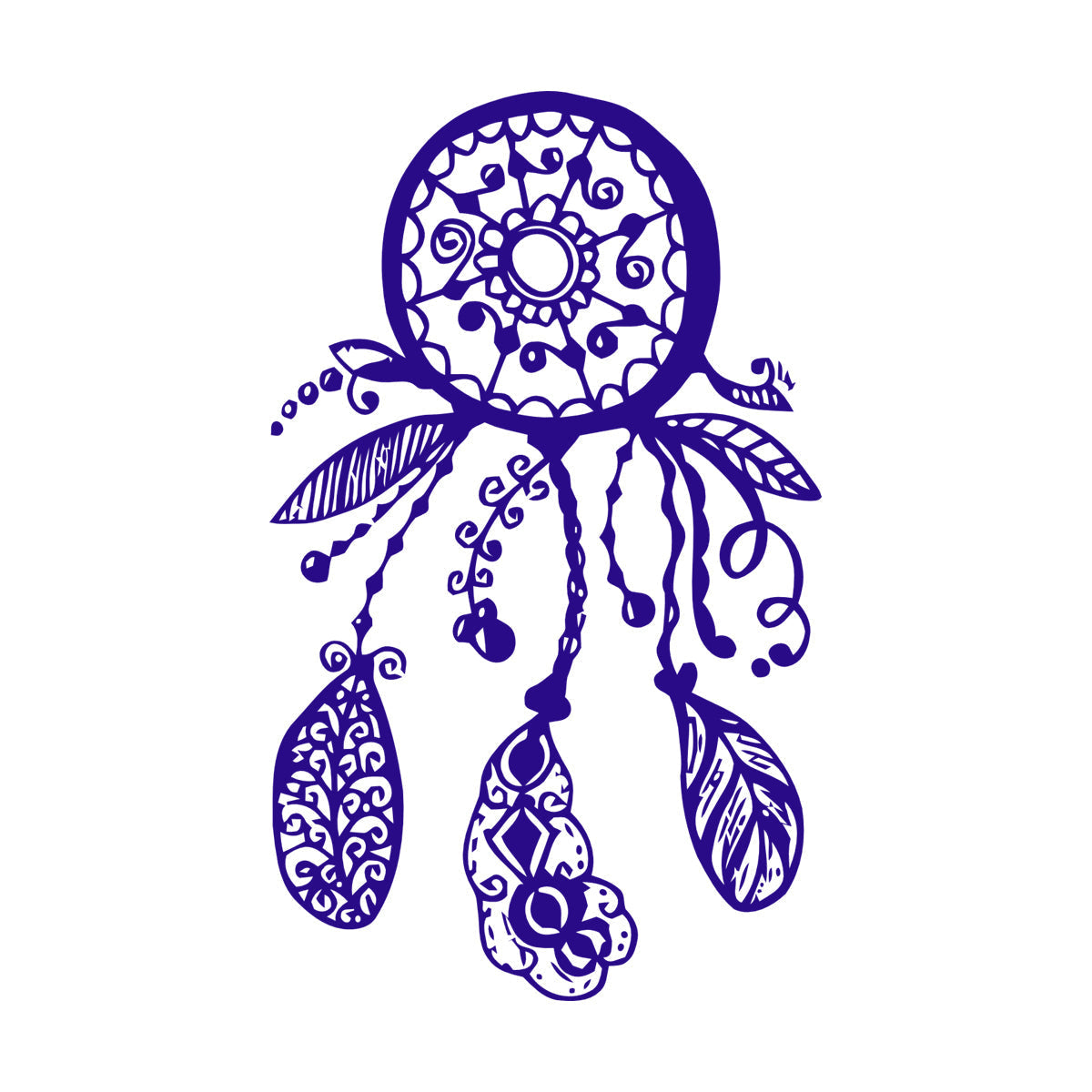 Fine Carving Decals Circle Floral Dreamcatcher Feathers Flowers Ornament Window Decals
