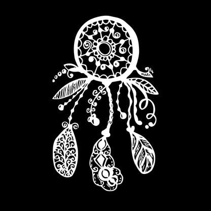 Fine Carving Decals Circle Floral Dreamcatcher Feathers Flowers Ornament Window Decals