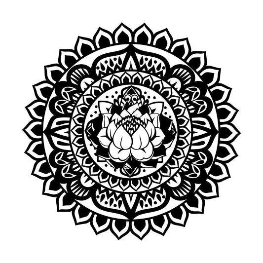 Engraving Stickers Circle Lotus Mandala Flowers Icon Meditation Room Store Decoration