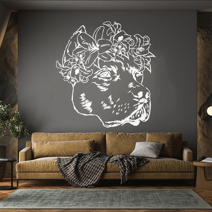 Wall Decals Pvc Companion Dog Friend Flowers Pet Salon Removable Without Leaving Glue