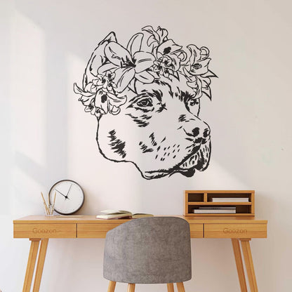 Wall Decals Pvc Companion Dog Friend Flowers Pet Salon Removable Without Leaving Glue