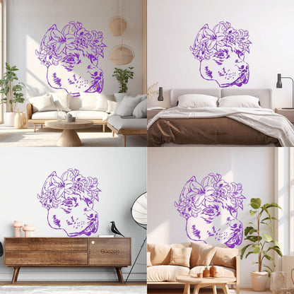 Wall Decals Pvc Companion Dog Friend Flowers Pet Salon Removable Without Leaving Glue