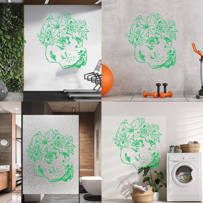 Wall Decals Pvc Companion Dog Friend Flowers Pet Salon Removable Without Leaving Glue