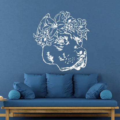 Wall Decals Pvc Companion Dog Friend Flowers Pet Salon Removable Without Leaving Glue