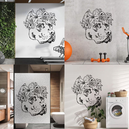 Wall Decals Pvc Companion Dog Friend Flowers Pet Salon Removable Without Leaving Glue