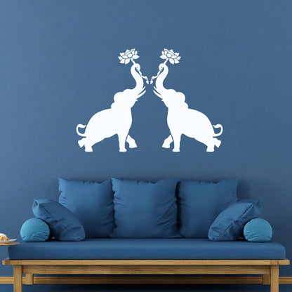 Wall Decals Paster Paper Couple Elephants African Animals Flowers Do Not Damage The Wall Surface