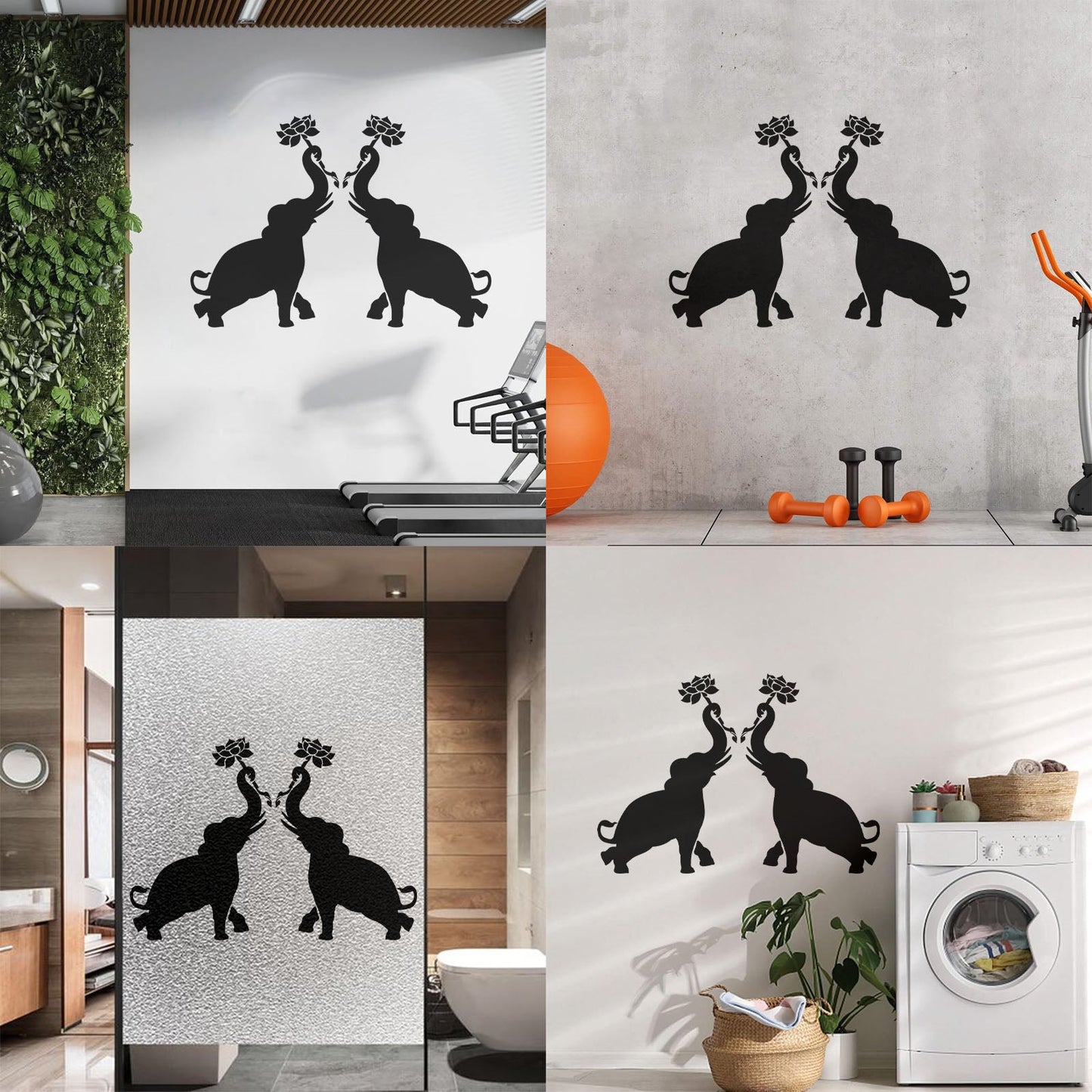 Wall Decals Paster Paper Couple Elephants African Animals Flowers Do Not Damage The Wall Surface