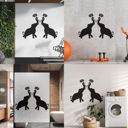 Wall Decals Paster Paper Couple Elephants African Animals Flowers Do Not Damage The Wall Surface